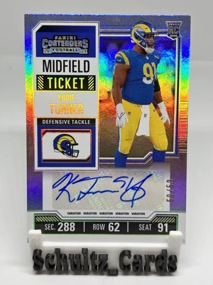 2023 Panini Contenders Midfield Ticket Kobie Turner 50/50 1/1 Bookend SP RC Auto - Image 1 of 4