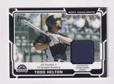 2008 Topps 2007 HIGHLIGHTS GAME USED JERSEY #HR-TH TODD HELTON Colorado Rockies - Image 1 of 2