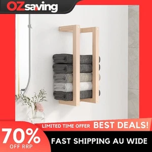 towel rack space saving wall mounted pine wood 23x18x60 cm natural 2392 - Picture 1 of 8