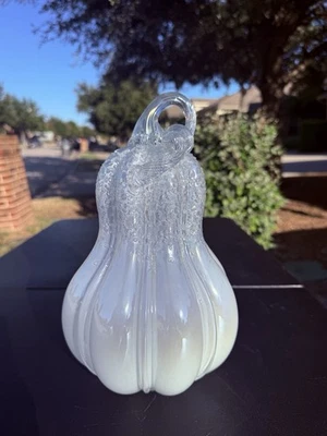 Glass Fall Pumpkin White (Hand Blown)  - Image 1 of 4