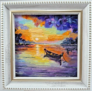 original autographed oil painting framed. landscape. impressionism.4x4 in. - Picture 1 of 7