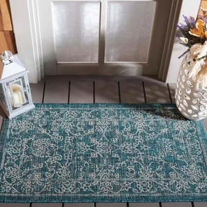 Courtyard Collection 2' x 3'7" Turquoise CY8680 Indoor/ Outdoor Waterproof Ea... - Picture 1 of 6