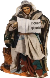 Donna Con Libro Racconta Storie Presepe Napoletano Terracotta 8 Cm - Foto 1 di 12