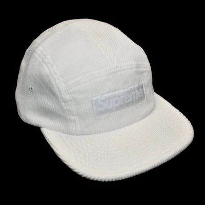 NUEVO Supreme Blanco Desteñido Pana Caja Logo Campamento Gorra Sombrero SS25 Para Hombre DS AUTÉNTICO Foto 1 de 4
