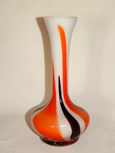 Carlo Moretti Murano POP ART Vase orange schwarz weiss - Picture 1 of 5