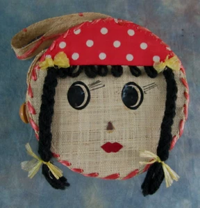 Vintage Betty Boop Style Burlap Farm Clutch Handbag Purse - Picture 1 of 9