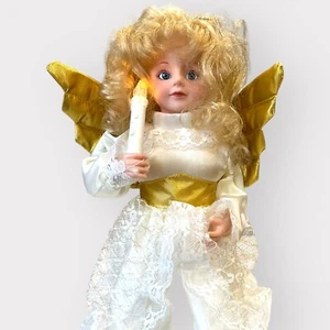 Telco Angel Motionette 1990 alas doradas Navidad 16"" música iluminada - Imagen 1 de 13
