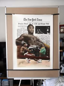 JOE FRAZIER vs MUHAMMAD ALI (1) FOTO: Joe Frazier Firmado Boxeo Arte Lienzo TIENDA - Imagen 1 de 4