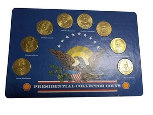 Shell Gasoline Vintage Presidential Collector Coin Set Display Card 1992 Bronze - Picture 1 of 16