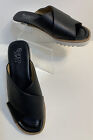 Franco Sarto Size 7M Black Leather Sandals Criss Cross Slides L-Tilden Slip On