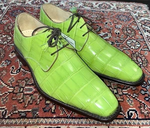 Scarpe stringate Derby nuove con etichette Florsheim Imperial verde lime autentiche coccodrillo da uomo - Foto 1 di 23