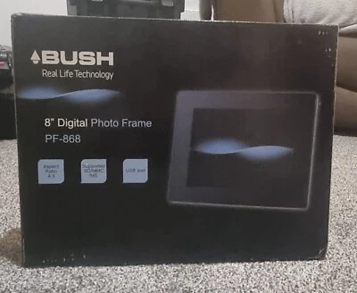 Bush 8” Digital Photo Frame Black 4:3 USB Port SD Slot JD0801-F02W JPEG Image  - Image 1 of 3