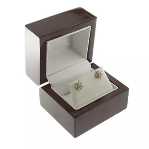 Pendientes de lujo de palo de rosa cereza caja de exhibición madera joyería caja de regalo - Imagen 1 de 5