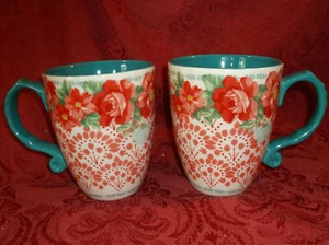 The Pioneer Woman EXTRA LARGE  24 oz Coffee Mug Latte Floral  Pink & Blue..NEW! - Picture 1 of 2