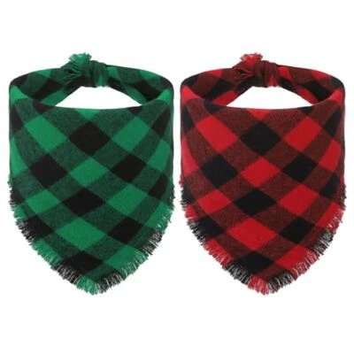  Paquete de 2 pañuelos de Navidad para perros, reversibles rojos y grandes #2 rojos y verdes Navidad Foto 1 de 4