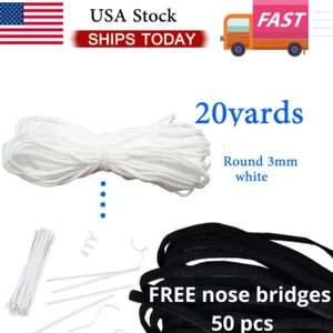 10-20 Yards 3mm Soft Elastic Band Cord Ear Hanging Sewing Crafts DIY Mask U.S - Picture 1 of 11