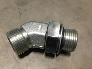 Hydraulic Fitting, 3/4" Flat Face x -12SAE 45-degree, FF6802-12-12, 12 V50X-S - Picture 1 of 1