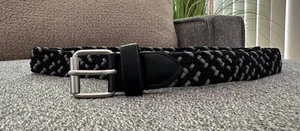 Cat & Jack Kids Boys Webbed Woven Adjustable Belt Size Large Black & Gray Fabric - Picture 1 of 7