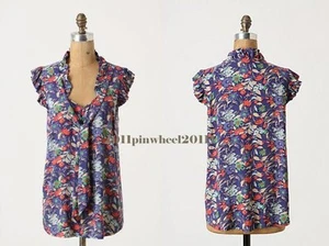 New! 2 NWT Anthropologie Porridge Floral "Loosened Shelby Blouse" Top SOLD OUT - Picture 1 of 4
