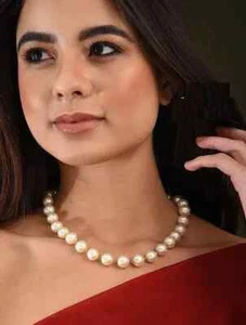 Single Line Shell Pearl White Moti Mala Necklace Fashion Set Women & Girls Wear - Picture 1 of 3