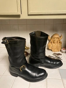 Mid-Century Vintage Black Steel Toe Core KNAPP Engineer Boots 8.5 D - Picture 1 of 20