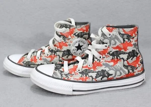 Converse Chuck Taylor High Top Sneaker Junior 13 Dinosaur Gray /Orange 671598F - Picture 1 of 12