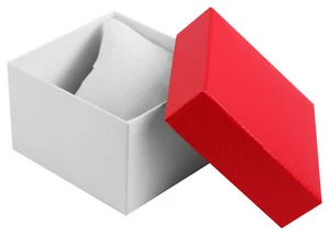 Uhrenpackung Uhrenbox Schachtel Karton Geschenkbox Armbanduhr Watchbox Weiß Rot - Bild 1 von 3