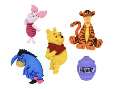 NUEVO CON ETIQUETAS-Disney Winnie-the-Pooh 2 paquetes botones vástagos, 10 botones en total Foto 1 de 3