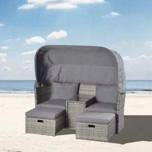 Strandkorb Lounge 170x170 Rattan Sonnenliege Sonneninsel Gartenliege Strandkörbe - Bild 1 von 1