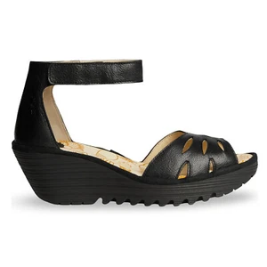 Fly London Womens Sandals YELU545FLY Ankle-Strap Wedge Heels Mousse Leather - Picture 1 of 5