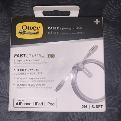 OtterBox Cable Lightning to USB-C Fast Charge iPhone/iPad/iPod - 2M/6.6ft Grey - Image 1 of 3