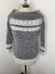 Anthropologie Sleeping on Snow Sweater Ivory Gray Wool Sz S Boat Neck Nordic - Picture 1 of 4