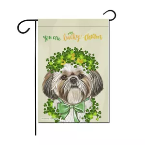 Shih Tzu Bandiera giardino giorno di San Patrizio su due lati 12 x 18 pollici - Foto 1 di 1