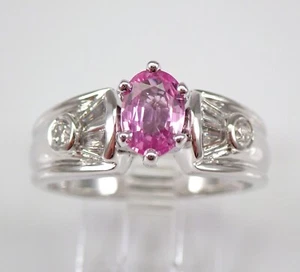 14K Weißgold rosa Saphir und Diamant Verlobungsring Größe 8 KOSTENLOSE GRÖSSE - Bild 1 von 7