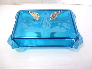 Tarotkarte Schmuck verspiegelter Boden Glasbox - Aqua / Engelsflügel - Bild 1 von 12