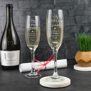 Personalisierte Sektflöte Abschlussglas Lasergravur Abschlussgeschenk - Bild 1 von 9