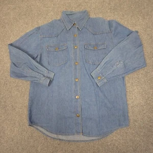 vtg Jessi Lee shirt mens SMALL blue denim button up long sleeve snap Size S - Picture 1 of 8