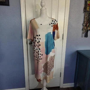 Unbranded XL Tshirt Abstract Print Midi Dress Fall Dress Casual Comfy Modern - Picture 1 of 7