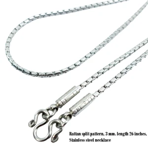 Collar de cadena de acero inoxidable 3 mm 26" AR cadena de eslabones para colgante o amuleto tailandés - Imagen 1 de 8