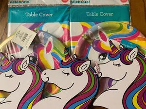 New Lot of 7 Way To Celebrate Unicorn 2Table Rectangle Cover, 2 Plate, 3 Signs - Picture 1 of 10