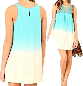 Umgee Dress Size M White Ombre Tropical Fairy Floral Lace Cottage Tunic Womens - Picture 1 of 4
