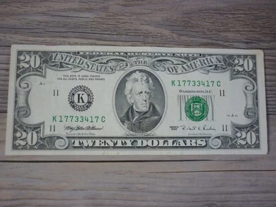 SERIES 1995 $20 DOLLAR BILL FEDERAL RESERVE NOTE UNCIRCULATED OLD MONEY - Image 1 of 2