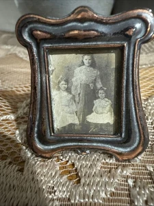 Antiker viktorianischer Kupfer Miniatur Bilderrahmen 1,25x1,5" Staffelei Rückseite selten 1800er - Bild 1 von 6