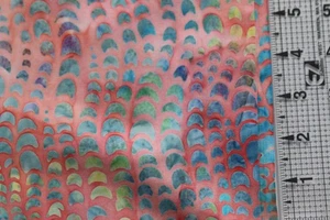 Purple, blue green half moons on pink BATIK cotton quilt fabric  FQ - Picture 1 of 2