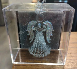 Sterling Angel Hand Spun Glass Ornament w/ Glitter on Wings, Hands & Halo. NEW - Picture 1 of 7