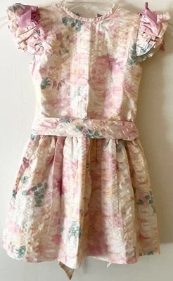 VTG Sylvia Whyte Girl's Floral Print Dress W/ Belt Size 4 RARE Read Description  - Image 1 of 4