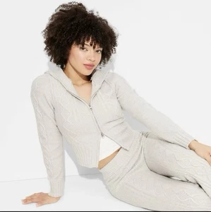 Sudadera con capucha con cremallera con cable para mujer - Wild Fable gris claro talla XXS NUEVA - Imagen 1 de 5