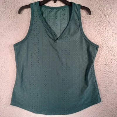 Camiseta sin mangas Shein gris verdoso para mujer talla XL (12) cuello en V profundo transpirable suave Foto 1 de 4