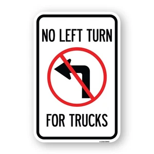 No Left Turn for Trucks with Graphic Heavy Gauge Aluminum Parking Sign - Picture 1 of 10