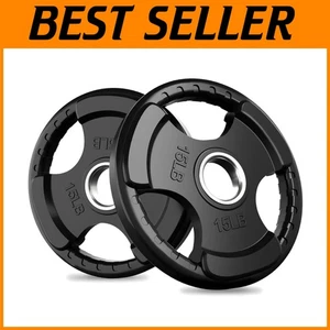 Olympic Rubber Grip Plates for Barbell, 2-Inch Wei - Picture 1 of 8